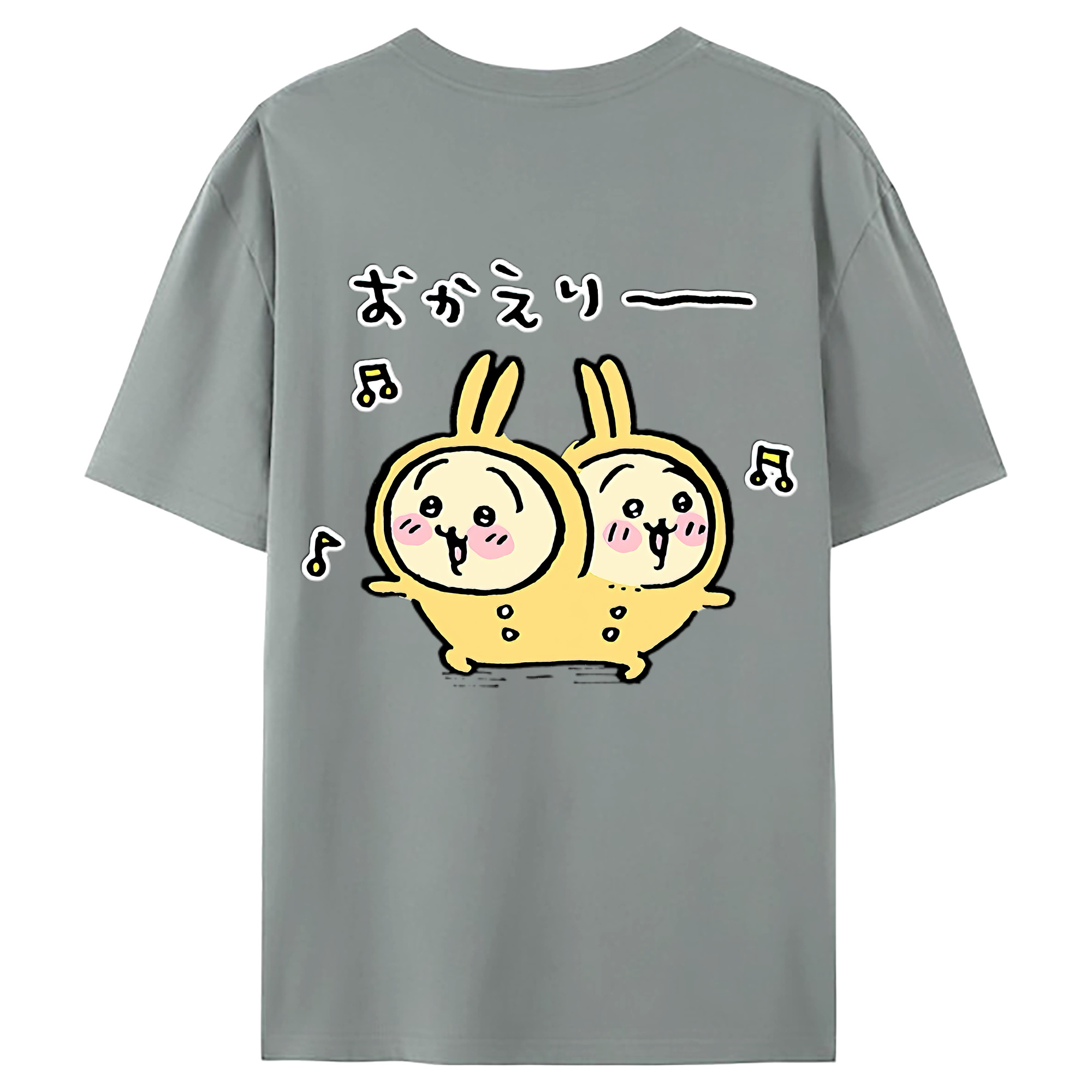 （画像用） ちいかわ うさぎ Chii-kawa usagi 綿100％ メンズ半袖Tシャツ（バックプリント） 通気性